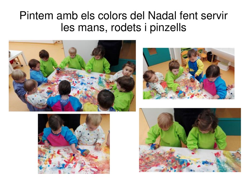 Pintem amb els colors del Nadal fent servir les mans, rodets i pinzells