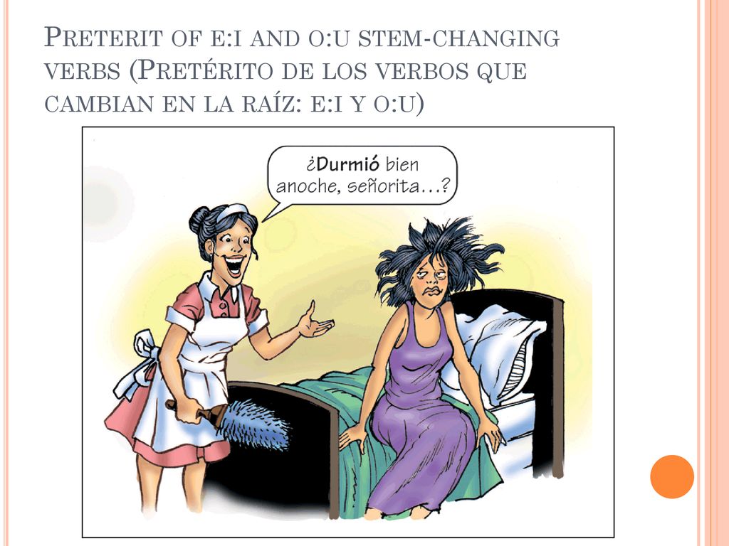 Preterit of e:i and o:u stem-changing verbs (Pretérito de los verbos que cambian en la raíz: e:i y o:u)