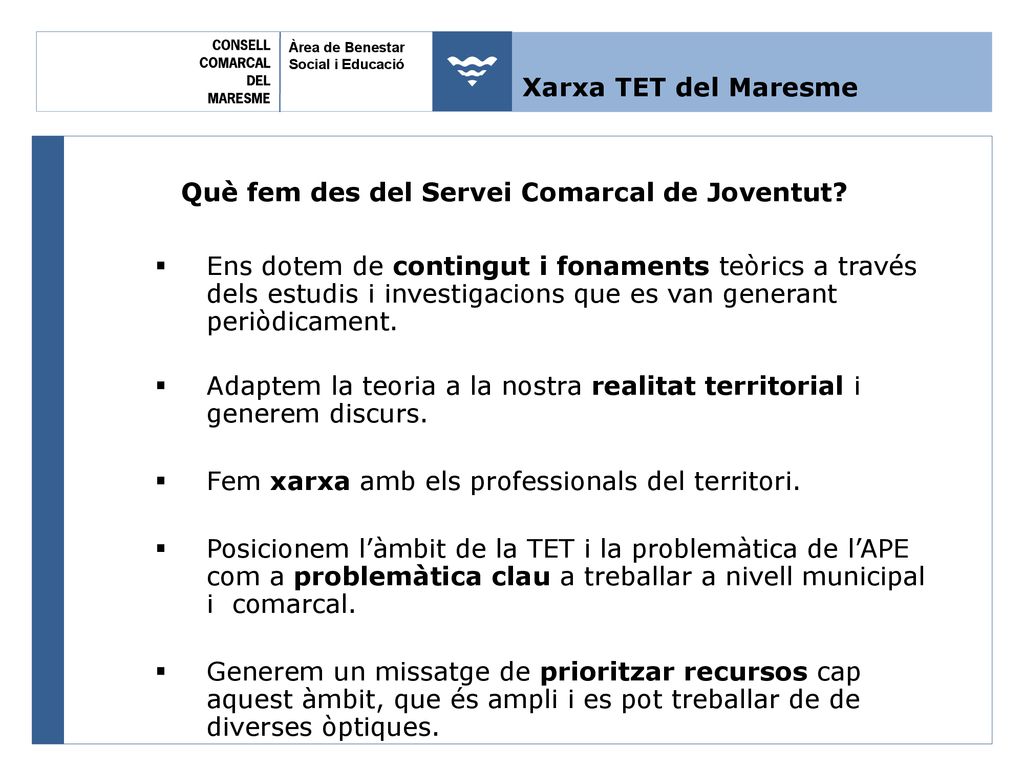 Què fem des del Servei Comarcal de Joventut