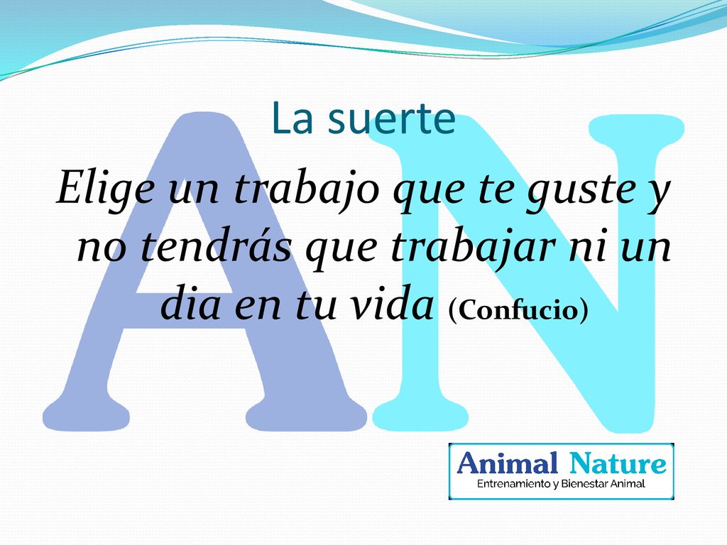 La suerte Elige un trabajo que te guste y no tendrás que trabajar ni un dia en tu vida (Confucio)