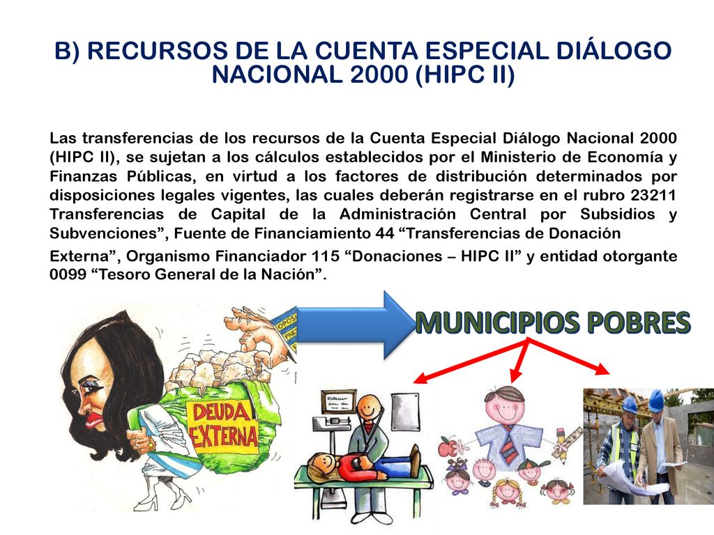 B) RECURSOS DE LA CUENTA ESPECIAL DIÁLOGO NACIONAL 2000 (HIPC II)