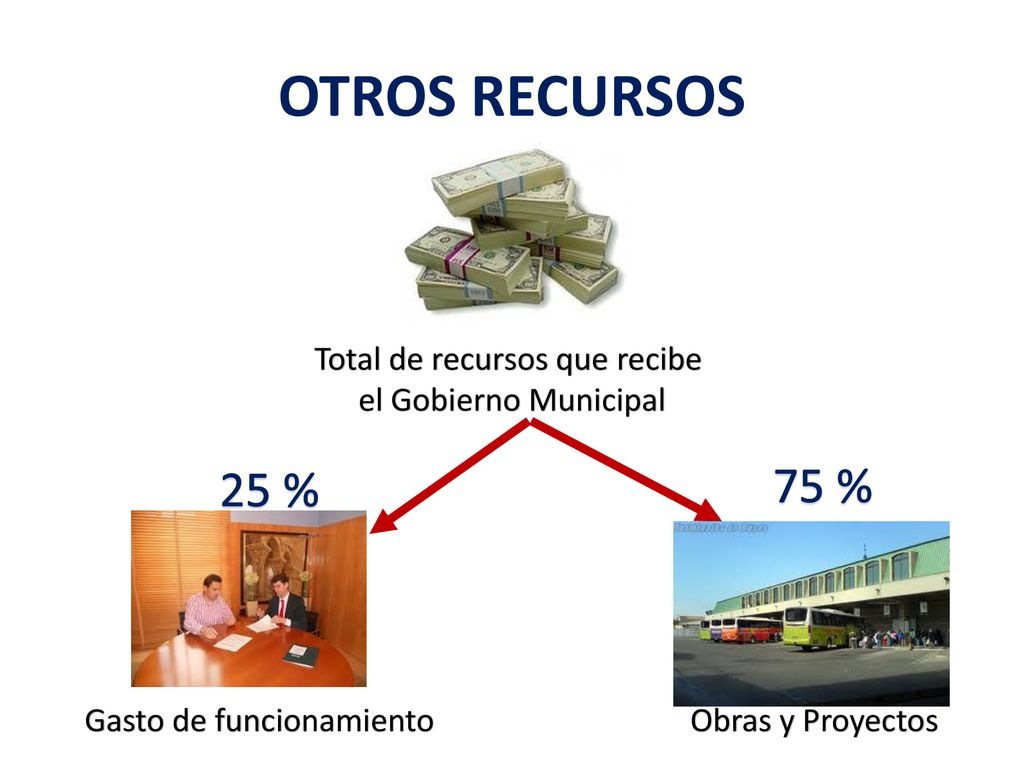 OTROS RECURSOS 75 % 25 % Total de recursos que recibe