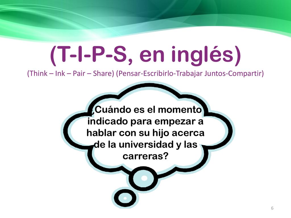 (T-I-P-S, en inglés) (Think – Ink – Pair – Share) (Pensar-Escribirlo-Trabajar Juntos-Compartir)