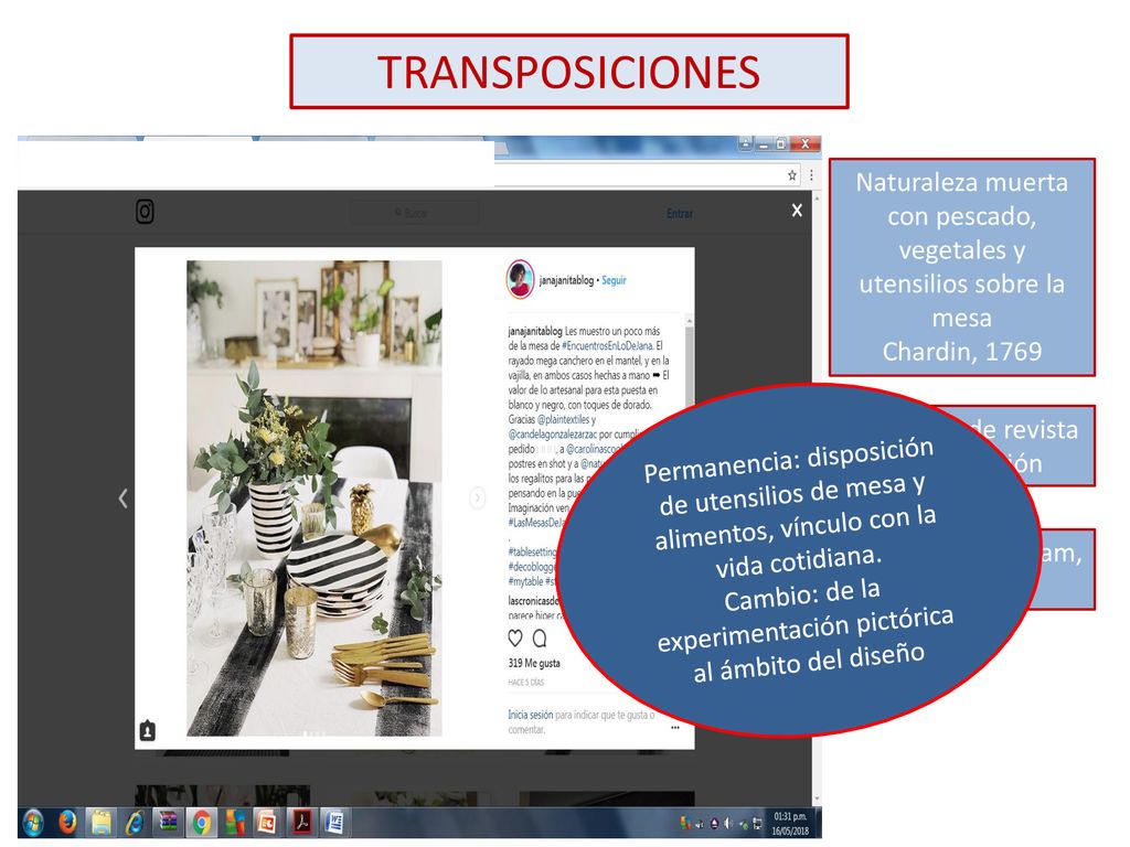 TRANSPOSICIONES Naturaleza muerta con pescado, vegetales y utensilios sobre la mesa. Chardin,