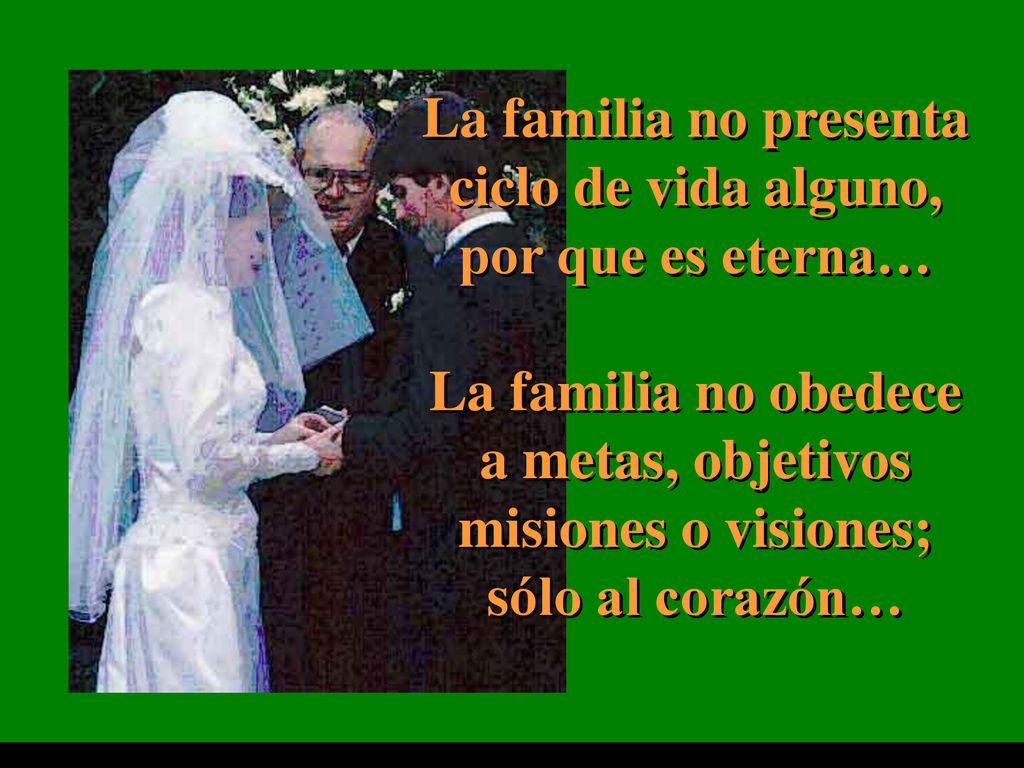 La familia no obedece a metas, objetivos misiones o visiones;