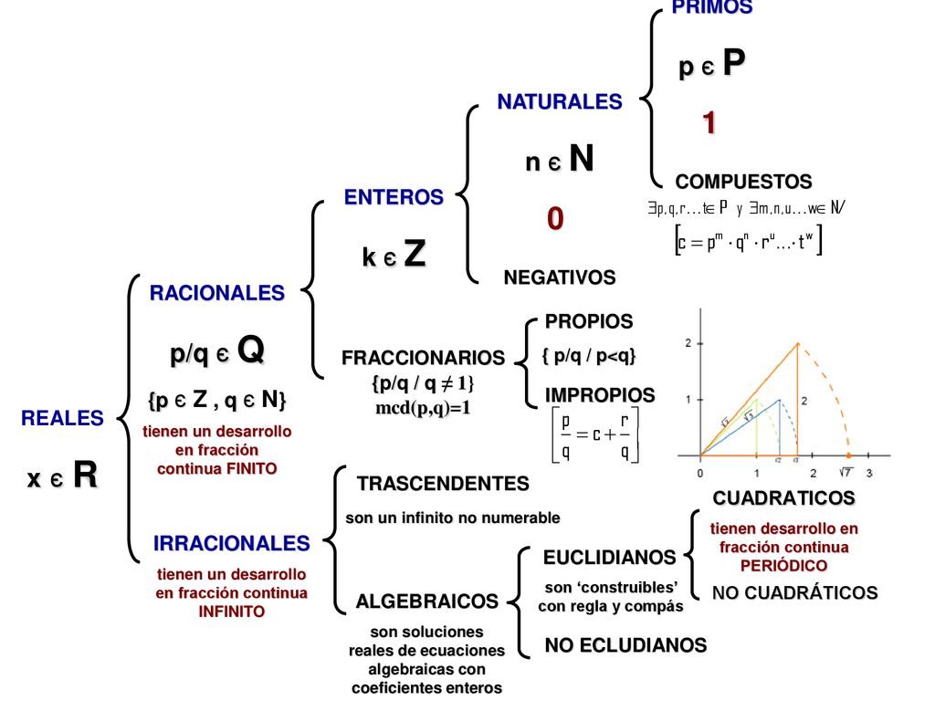 1 p є P n є N k є Z p/q є Q x є R PRIMOS NATURALES ENTEROS RACIONALES