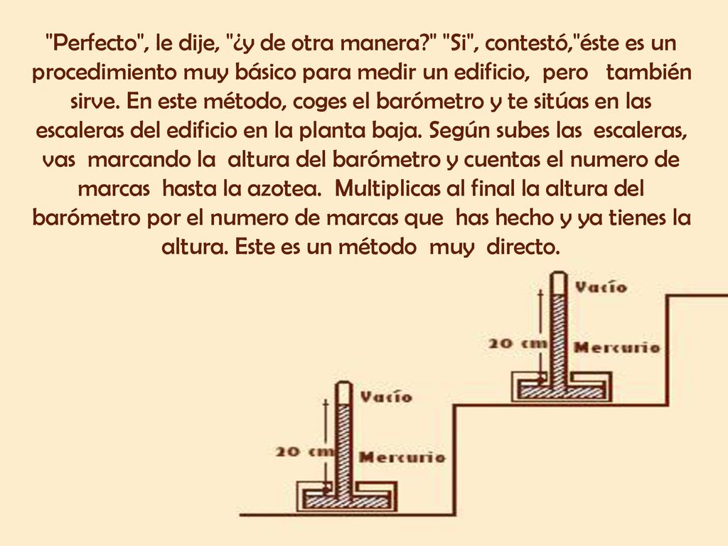 Perfecto , le dije, ¿y de otra manera Si , contestó, éste es un