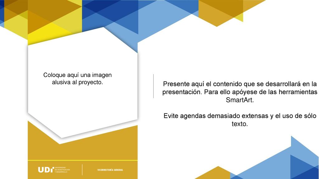 Evite agendas demasiado extensas y el uso de sólo texto.