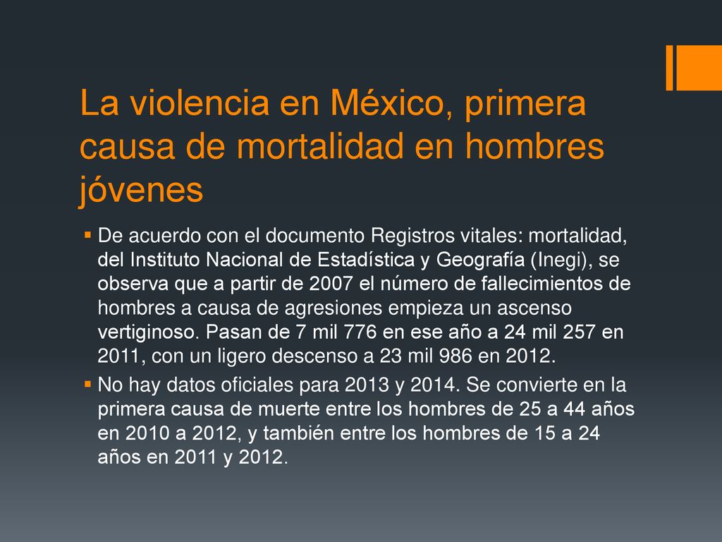 La violencia en México, primera causa de mortalidad en hombres jóvenes