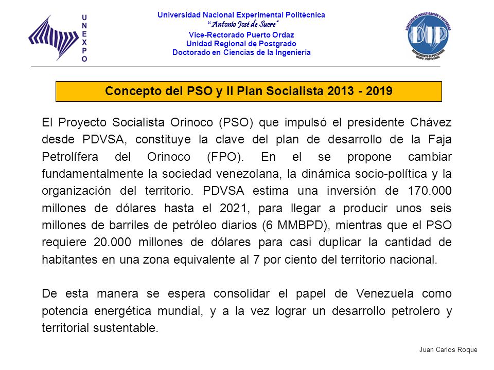 Concepto del PSO y II Plan Socialista