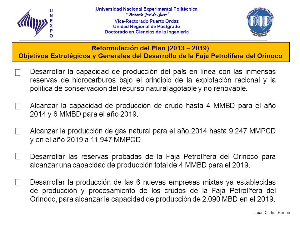 Reformulación del Plan (2013 – 2019)