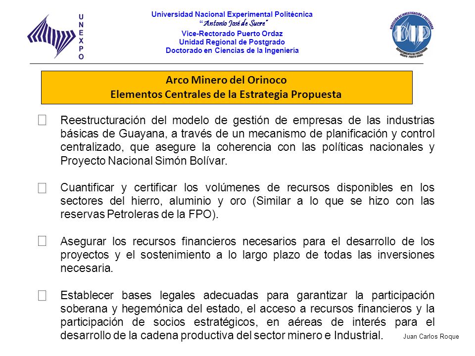 Arco Minero del Orinoco Elementos Centrales de la Estrategia Propuesta