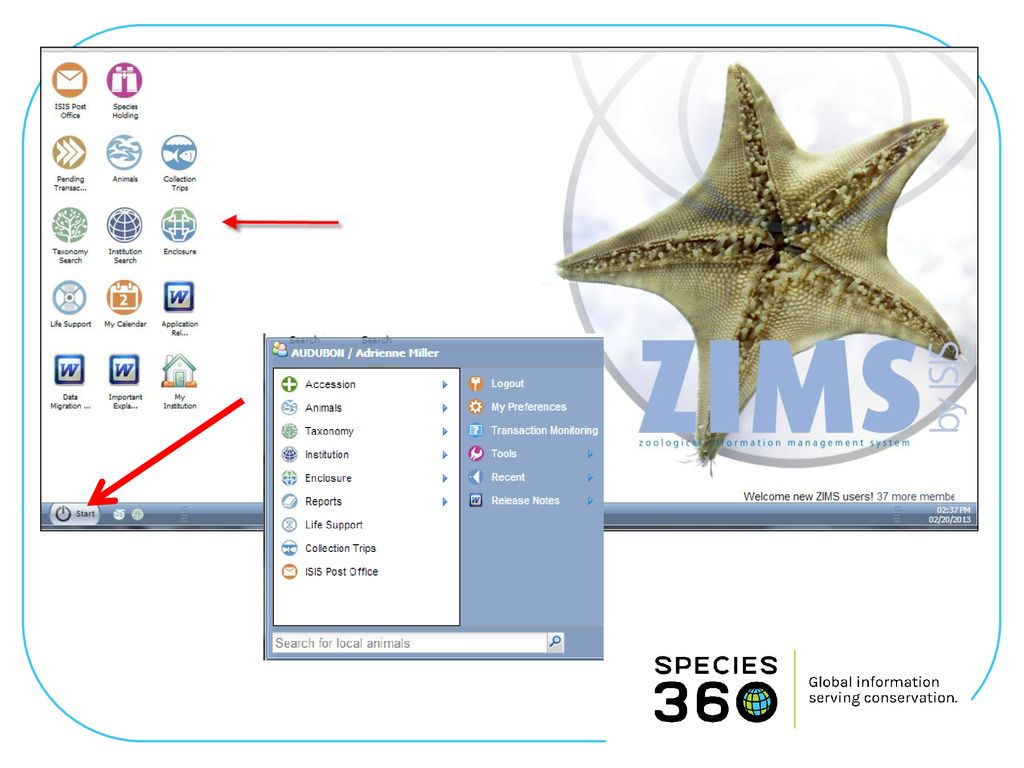 ZIMS está diseñada para tener una experiencia tipo windows