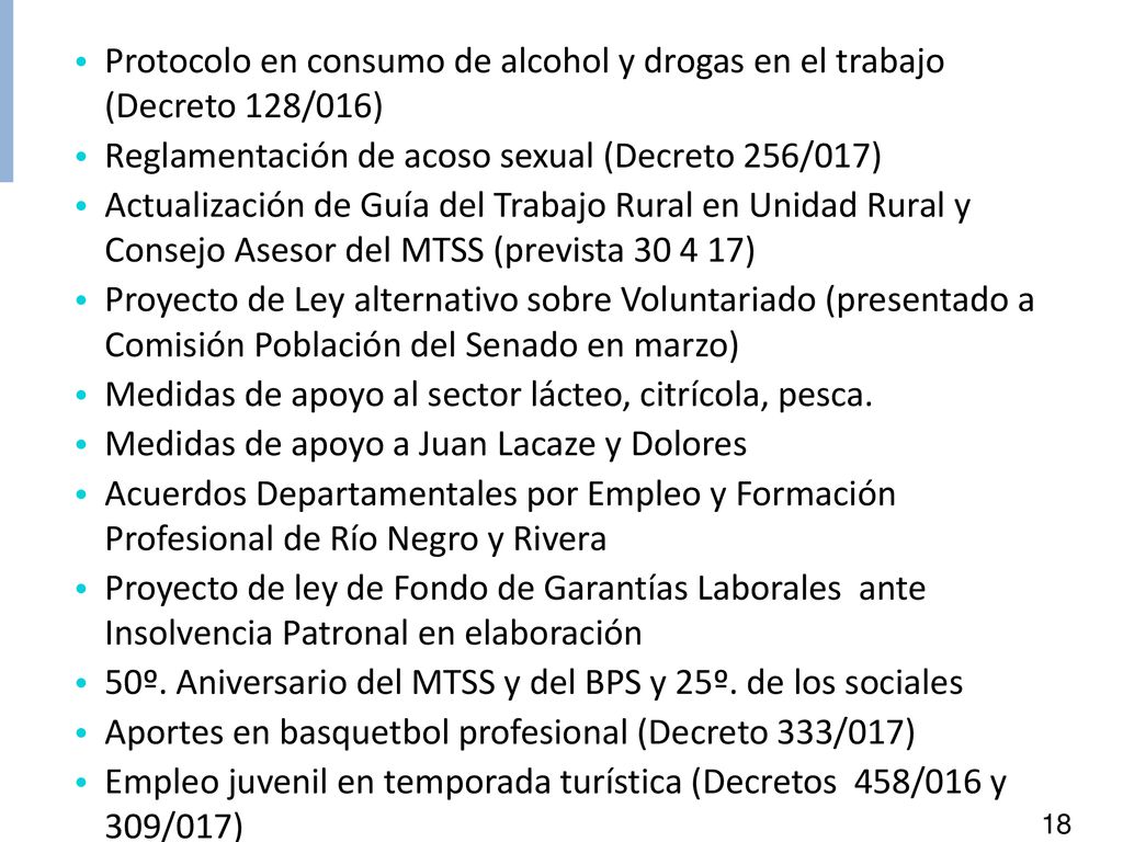 Protocolo en consumo de alcohol y drogas en el trabajo (Decreto 128/016)