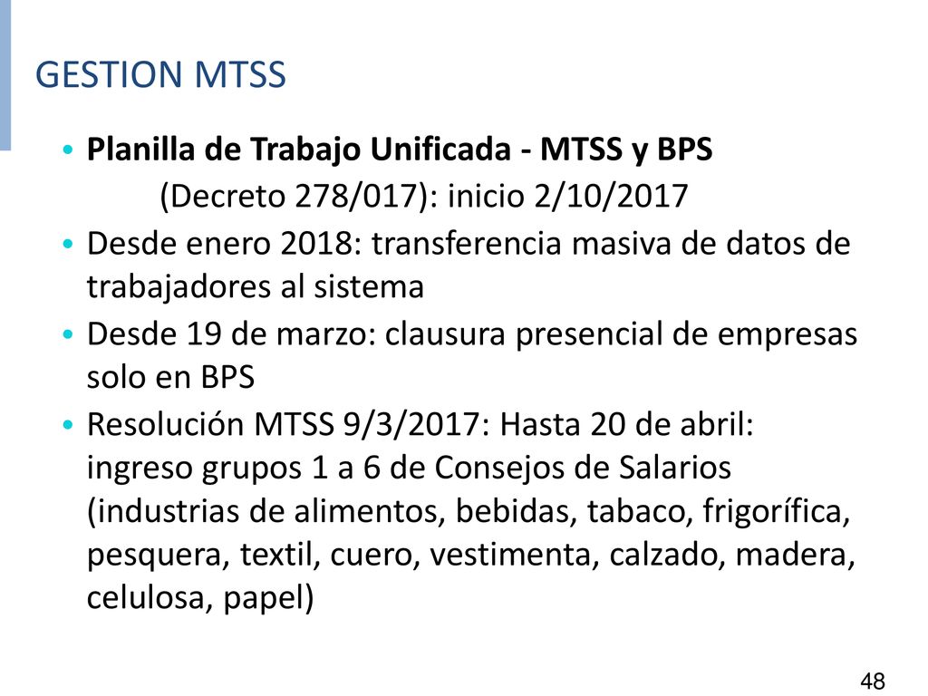 GESTION MTSS Planilla de Trabajo Unificada - MTSS y BPS