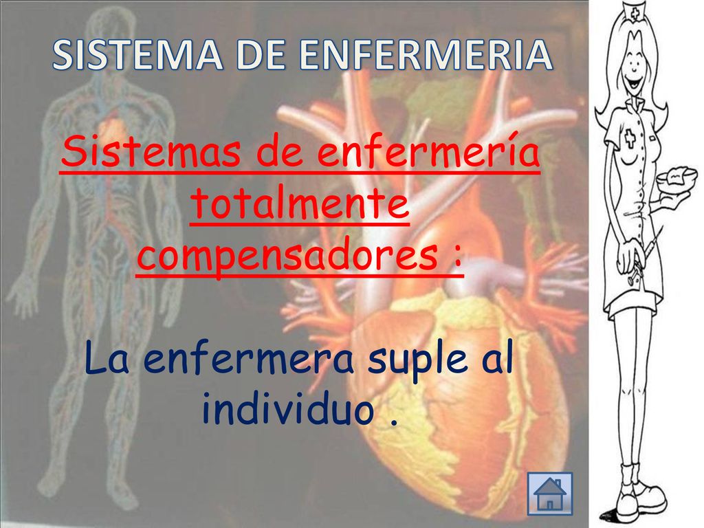 SISTEMA DE ENFERMERIA Sistemas de enfermería totalmente compensadores : La enfermera suple al individuo .