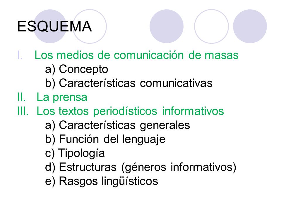 ESQUEMA Los medios de comunicación de masas a) Concepto