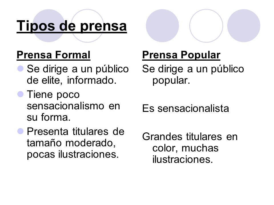 Tipos de prensa Prensa Formal