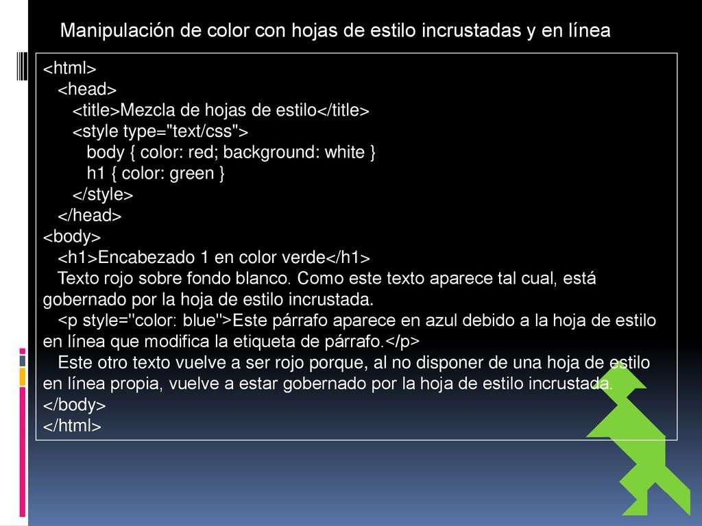 Manipulación de color con hojas de estilo incrustadas y en línea