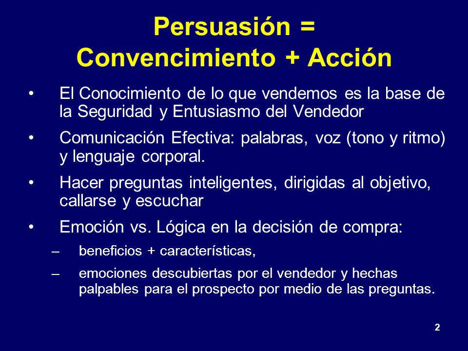 Persuasión = Convencimiento + Acción