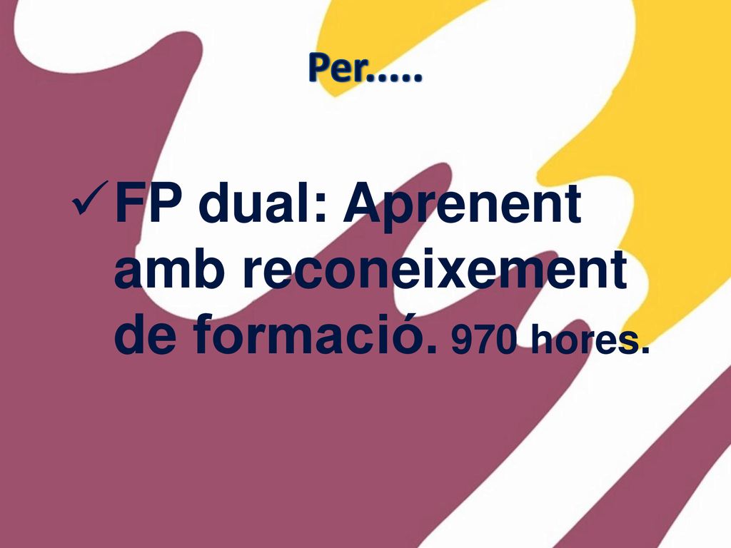 FP dual: Aprenent amb reconeixement de formació. 970 hores.