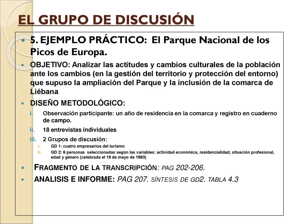 EL GRUPO DE DISCUSIÓN 5. EJEMPLO PRÁCTICO: El Parque Nacional de los Picos de Europa.