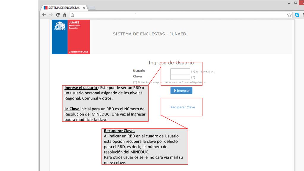 Para otros usuarios se le indicará vía mail su nueva clave.