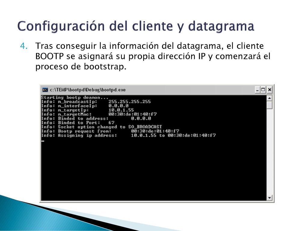 Configuración del cliente y datagrama