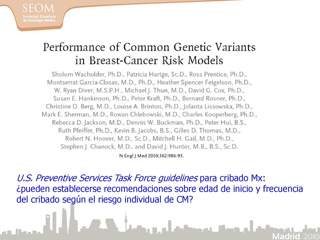 U.S. Preventive Services Task Force guidelines para cribado Mx: