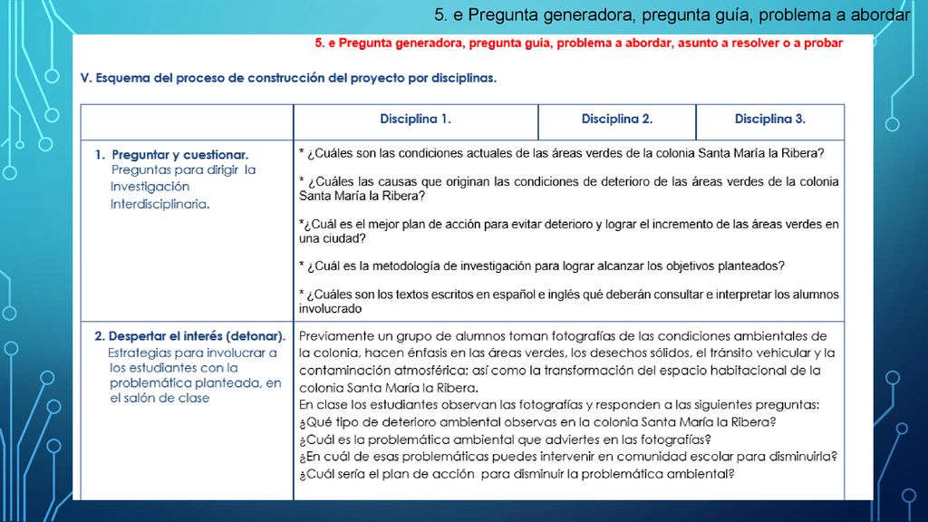 5. e Pregunta generadora, pregunta guía, problema a abordar