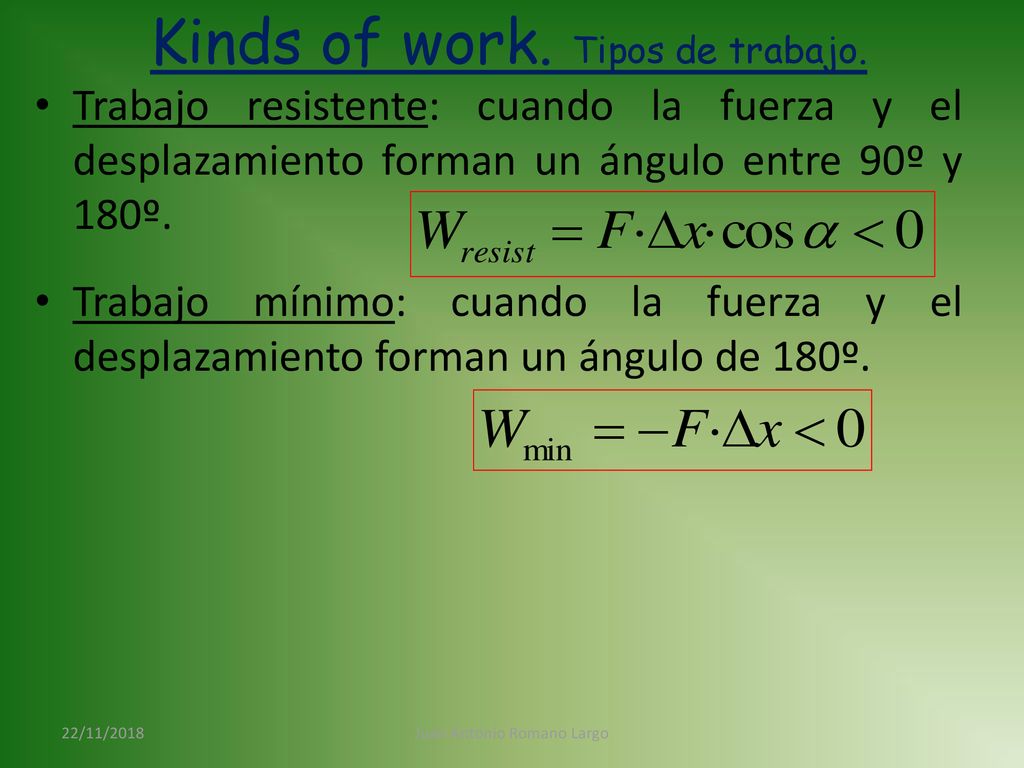 Kinds of work. Tipos de trabajo.
