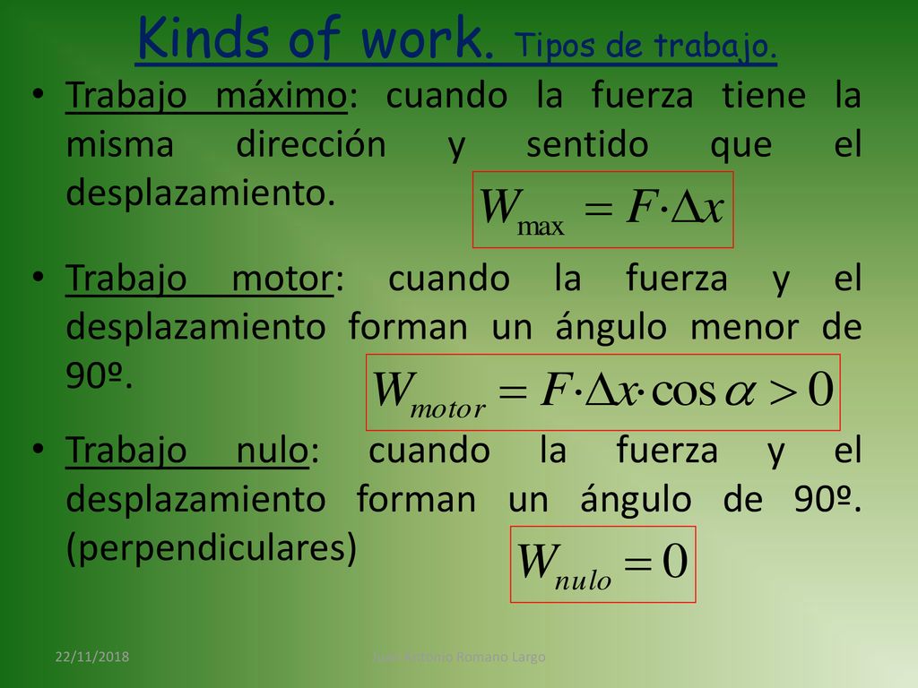 Kinds of work. Tipos de trabajo.