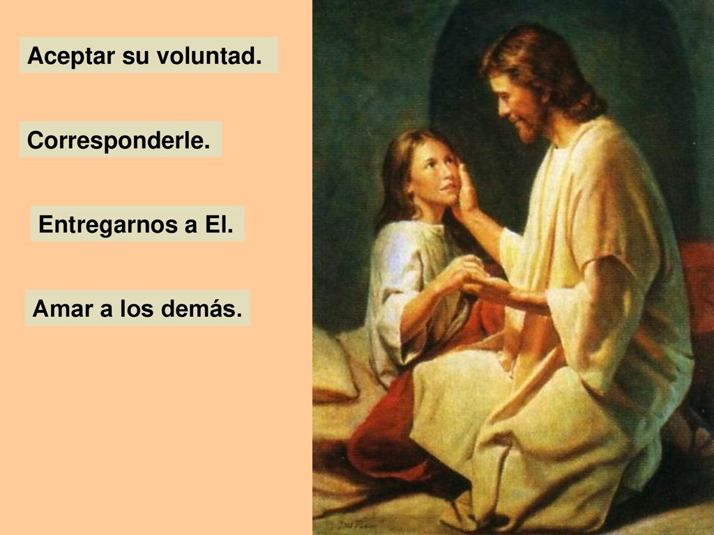 Aceptar su voluntad. Corresponderle. Entregarnos a El. Amar a los demás.