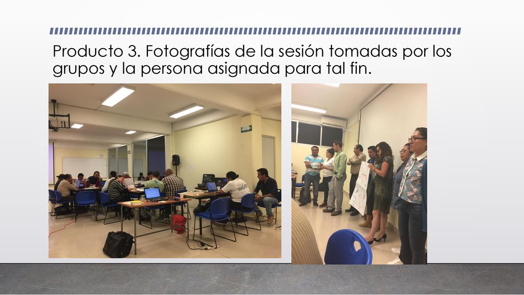 Producto 3. Fotografías de la sesión tomadas por los grupos y la persona asignada para tal fin.