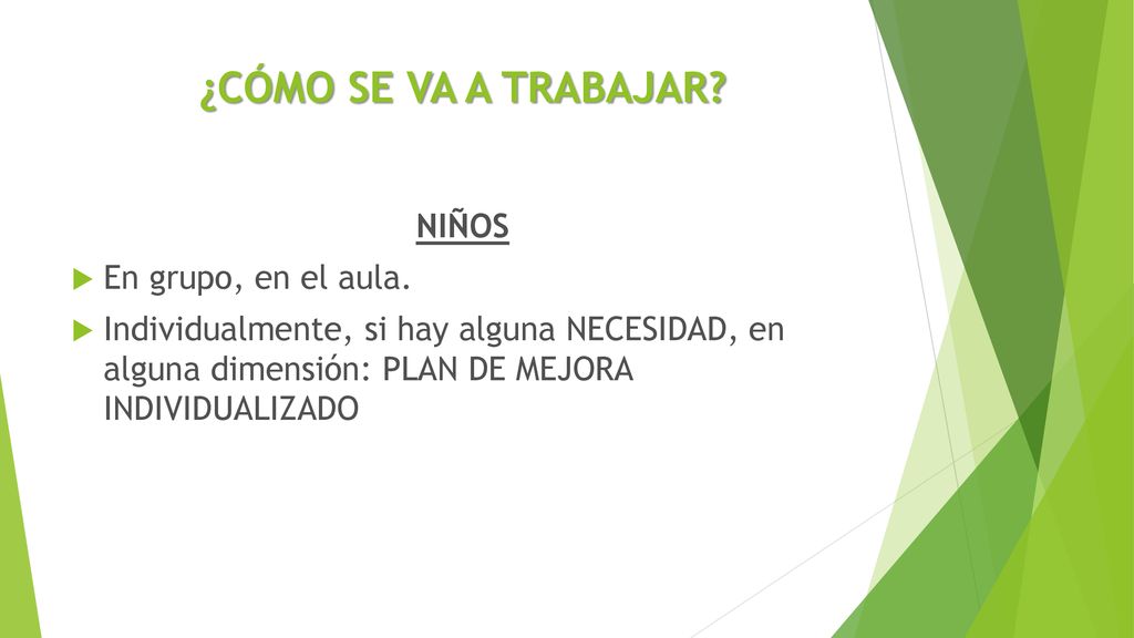 ¿CÓMO SE VA A TRABAJAR NIÑOS En grupo, en el aula.