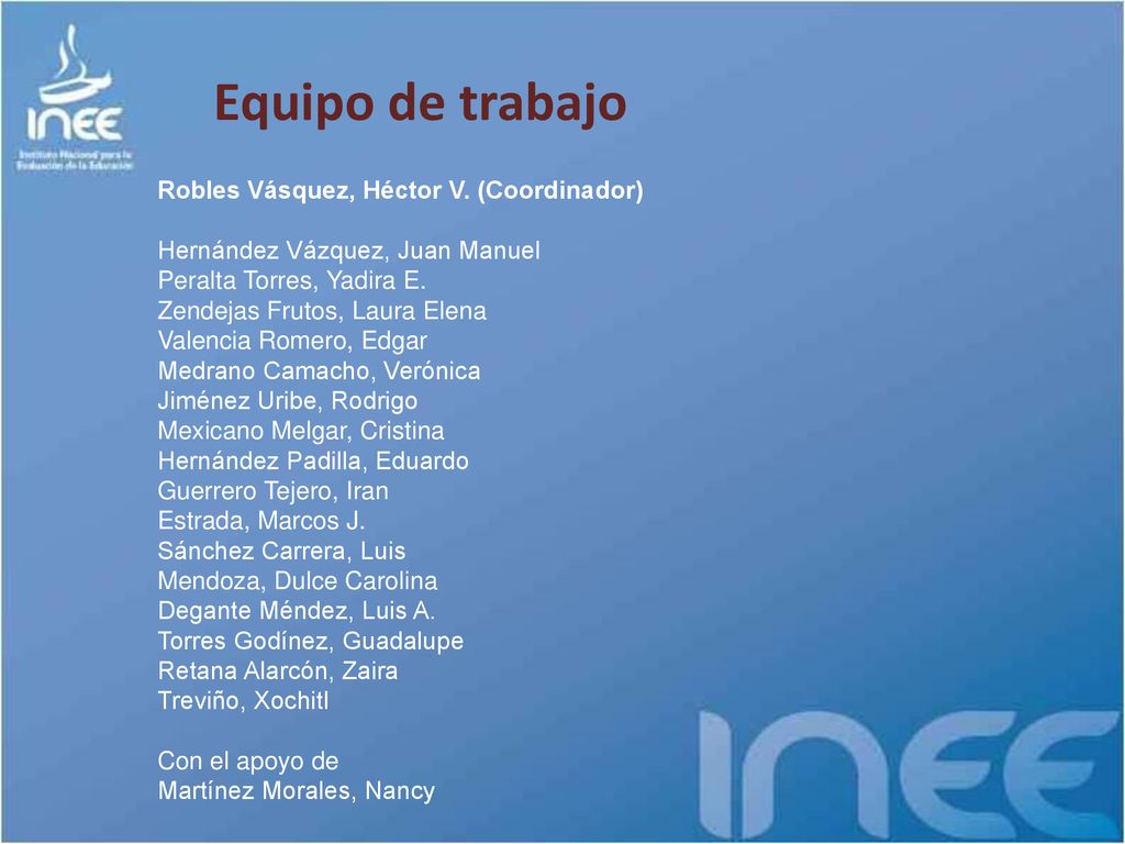 Equipo de trabajo Robles Vásquez, Héctor V. (Coordinador)
