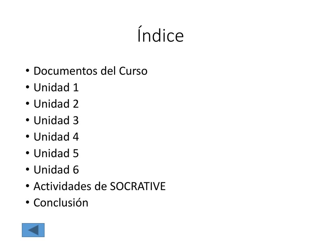 Índice Documentos del Curso Unidad 1 Unidad 2 Unidad 3 Unidad 4