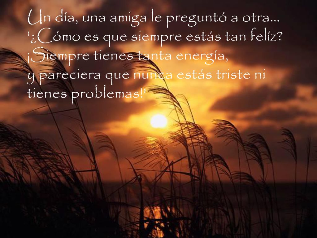 Un día, una amiga le preguntó a otra… ¿Cómo es que siempre estás tan felíz.