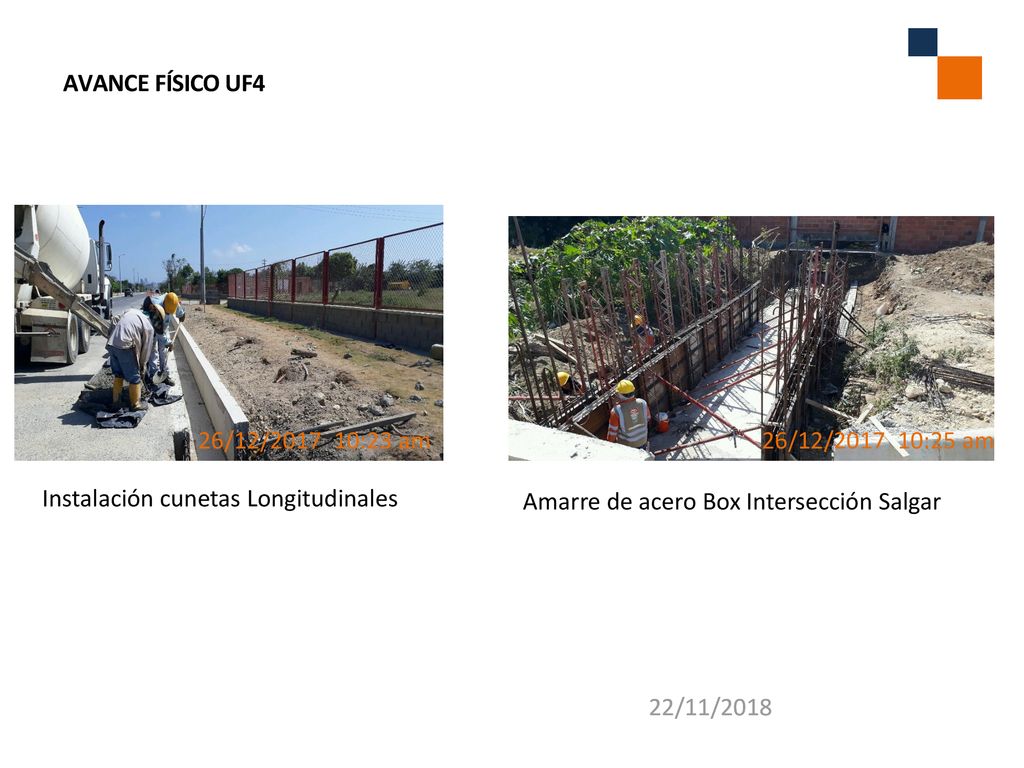 AVANCE FÍSICO UF4 26/12/ :23 am. 26/12/ :25 am. Instalación cunetas Longitudinales.