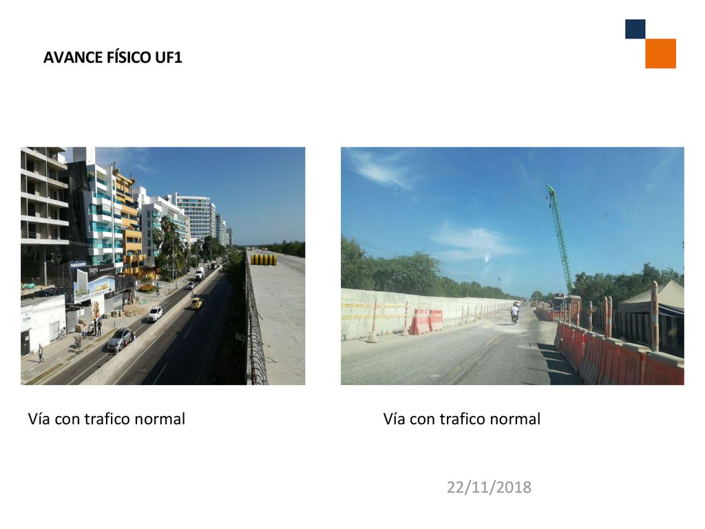 AVANCE FÍSICO UF1 Vía con trafico normal Vía con trafico normal