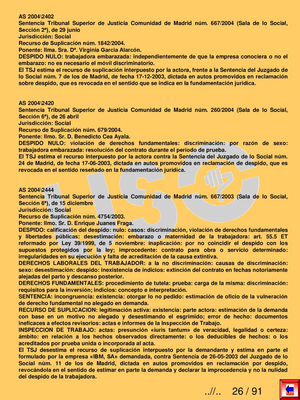 AS 2004\2402 Sentencia Tribunal Superior de Justicia Comunidad de Madrid núm. 667/2004 (Sala de lo Social, Sección 2ª), de 29 junio.