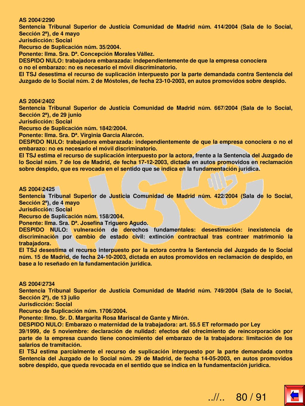 AS 2004\2290 Sentencia Tribunal Superior de Justicia Comunidad de Madrid núm. 414/2004 (Sala de lo Social, Sección 2ª), de 4 mayo.
