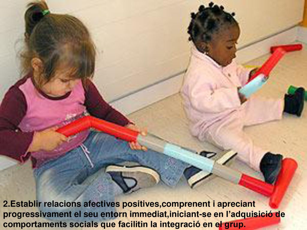 2.Establir relacions afectives positives,comprenent i apreciant progressivament el seu entorn immediat,iniciant-se en l’adquisició de comportaments socials que facilitin la integració en el grup.