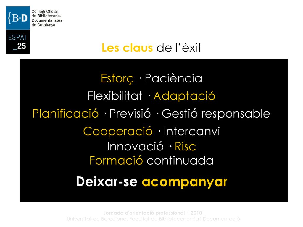 Deixar-se acompanyar Les claus de l’èxit Esforç · Paciència