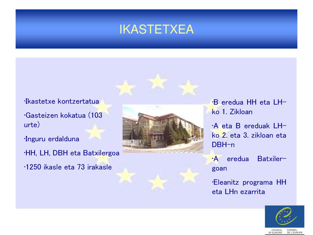 IKASTETXEA B eredua HH eta LH-ko 1. Zikloan Ikastetxe kontzertatua