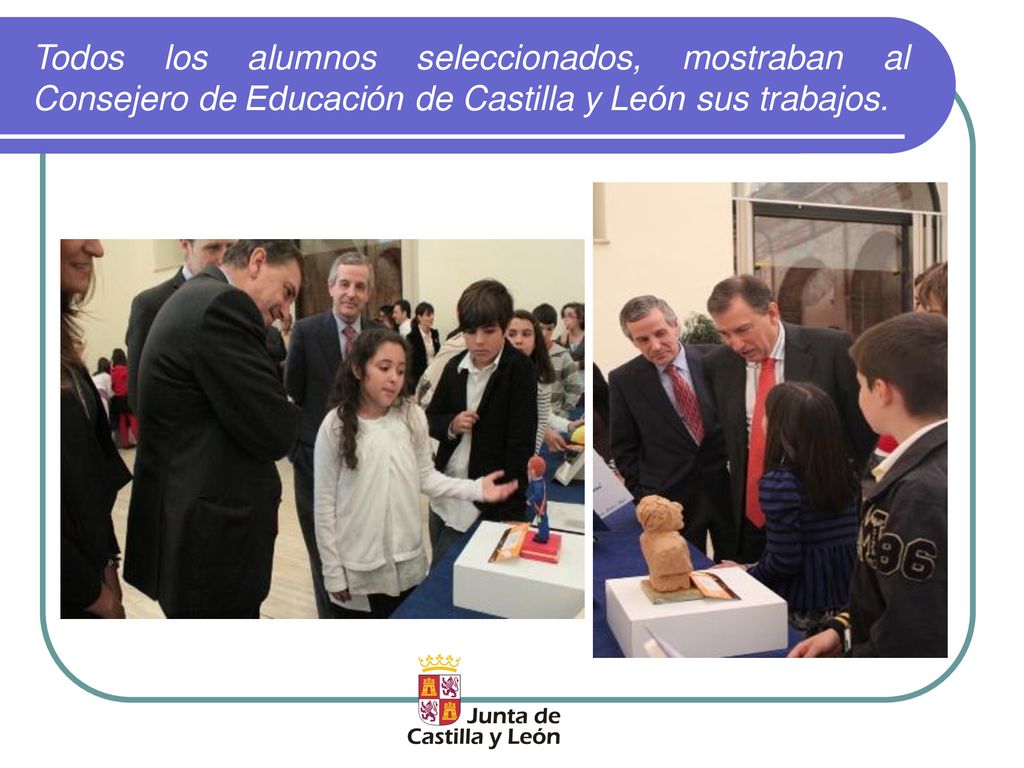 Todos los alumnos seleccionados, mostraban al Consejero de Educación de Castilla y León sus trabajos.