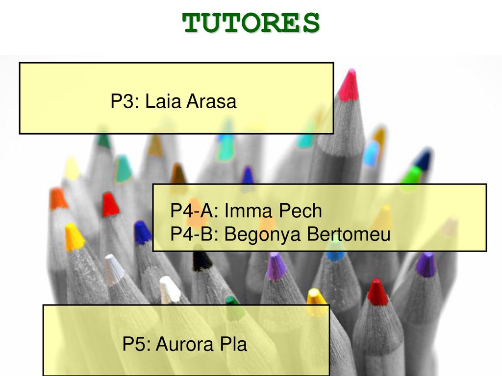 TUTORES P3: Laia Arasa P4-A: Imma Pech P4-B: Begonya Bertomeu