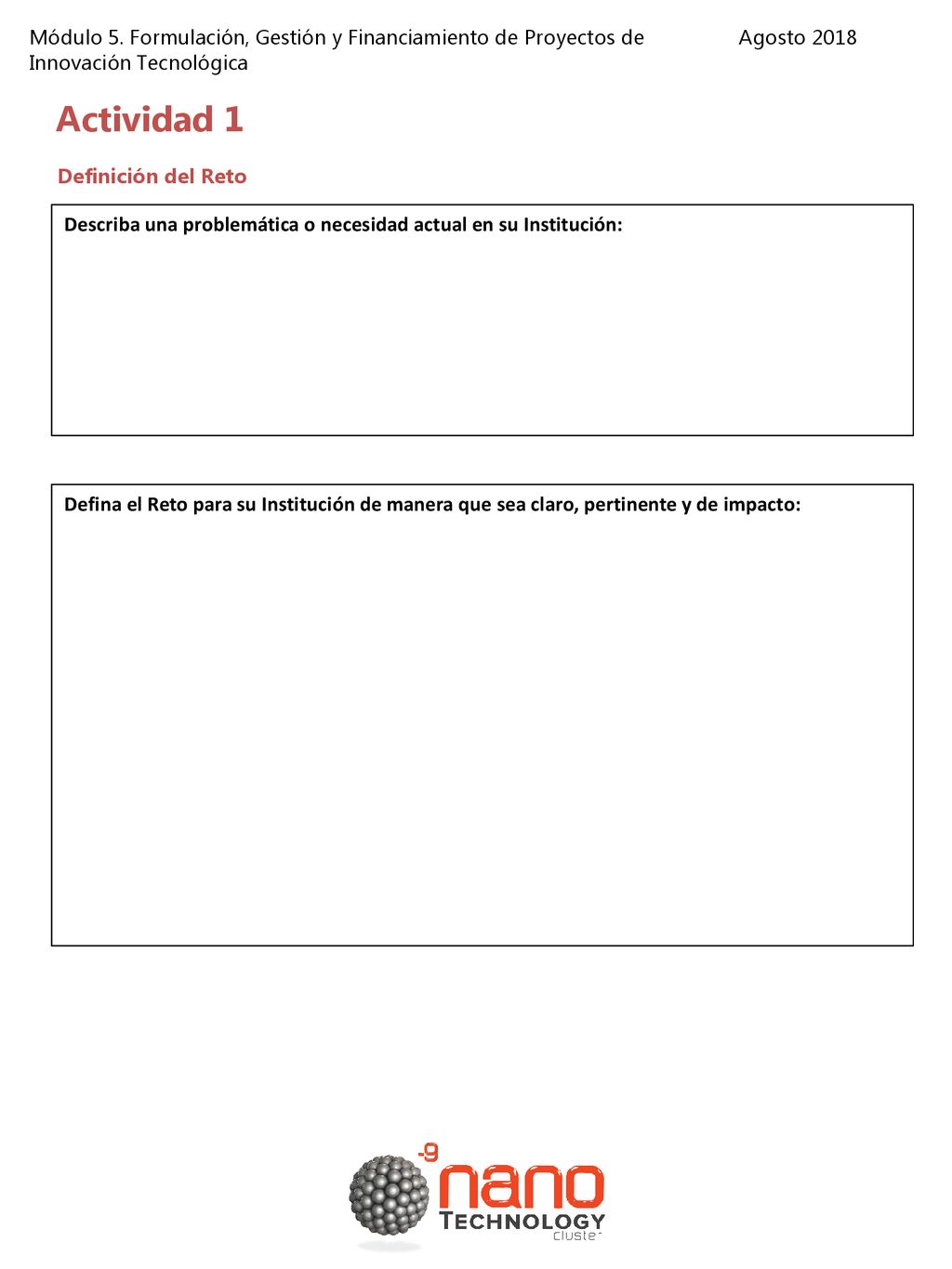 Módulo 5. Formulación, Gestión y Financiamiento de Proyectos de Innovación Tecnológica