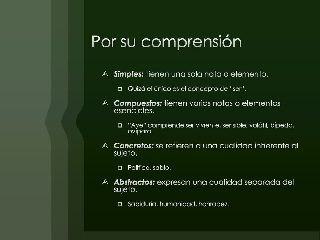 Por su comprensión Simples: tienen una sola nota o elemento.