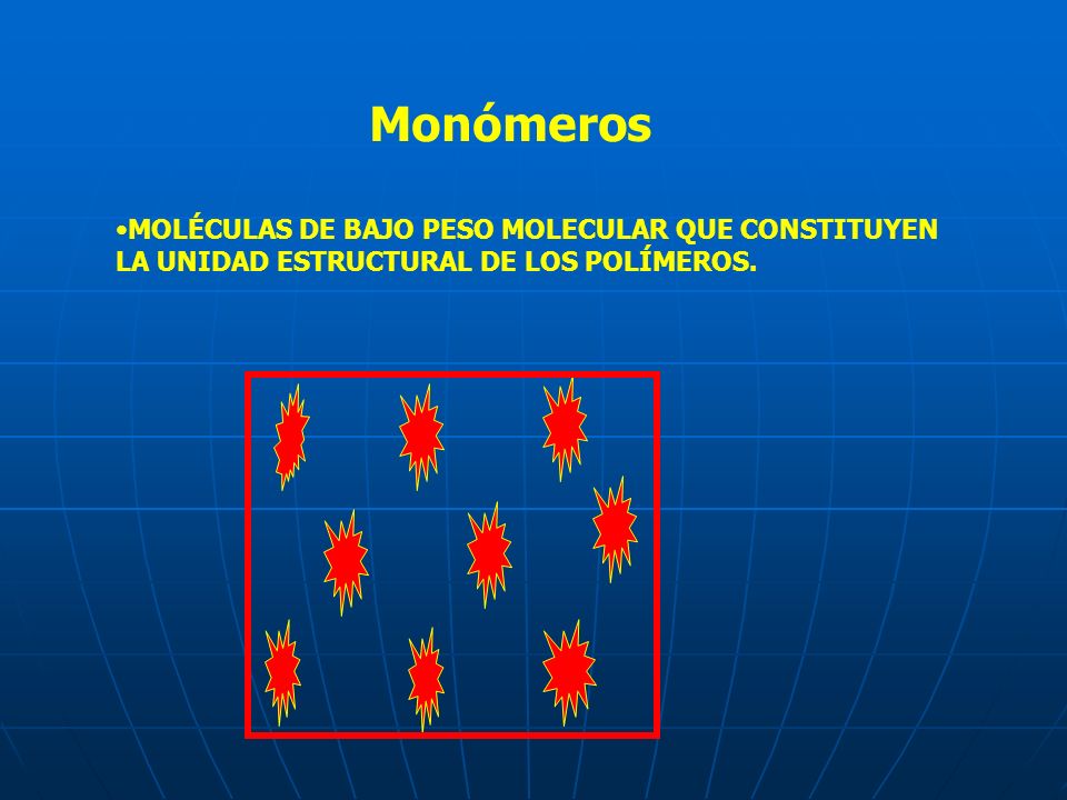Monómeros MOLÉCULAS DE BAJO PESO MOLECULAR QUE CONSTITUYEN